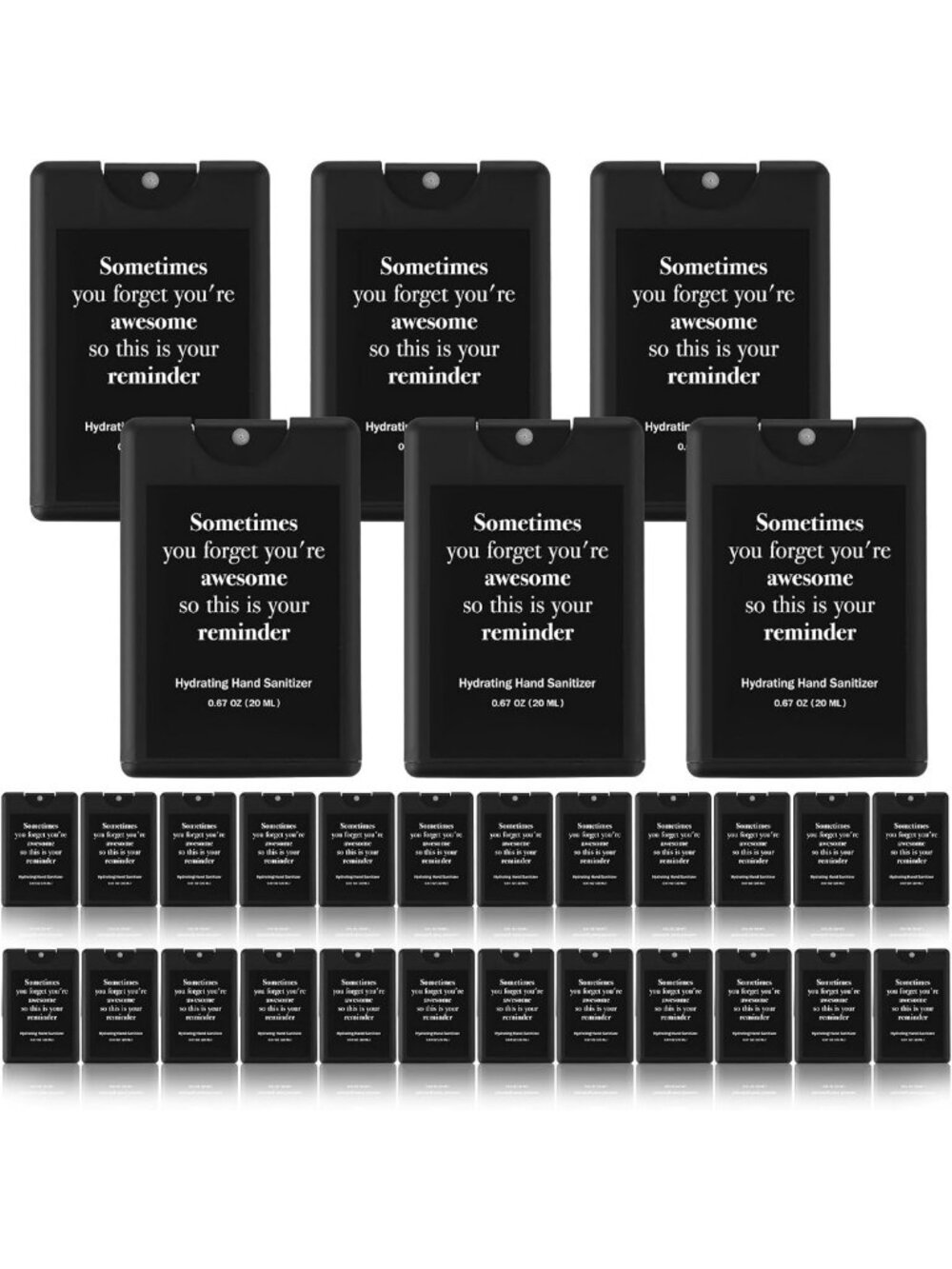 24 Pack Black Inspirational Hand Sanitizer Spray - Travel Size, Bulk Set